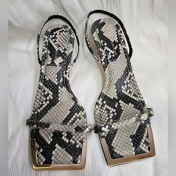 Good American Shoes - GOOD American Python Stone Square Toe Kitten Heel- Size 7.5